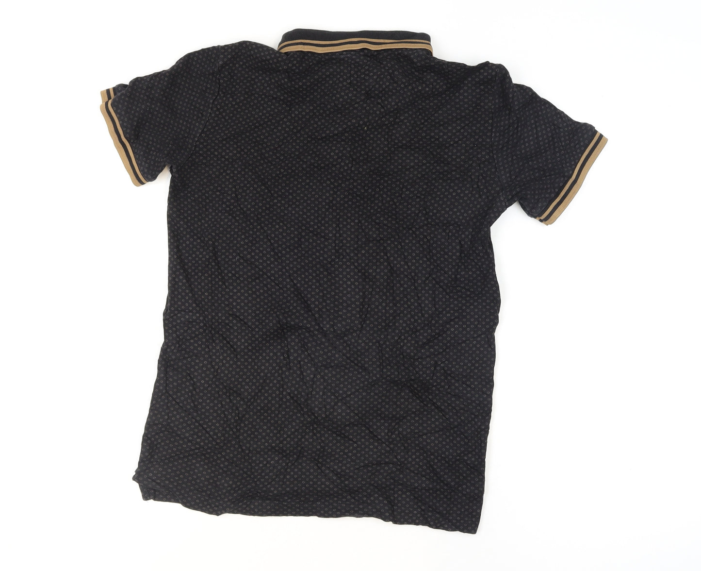BOSS Men's Black Geometric Polo Shirt Size M Regular Fit