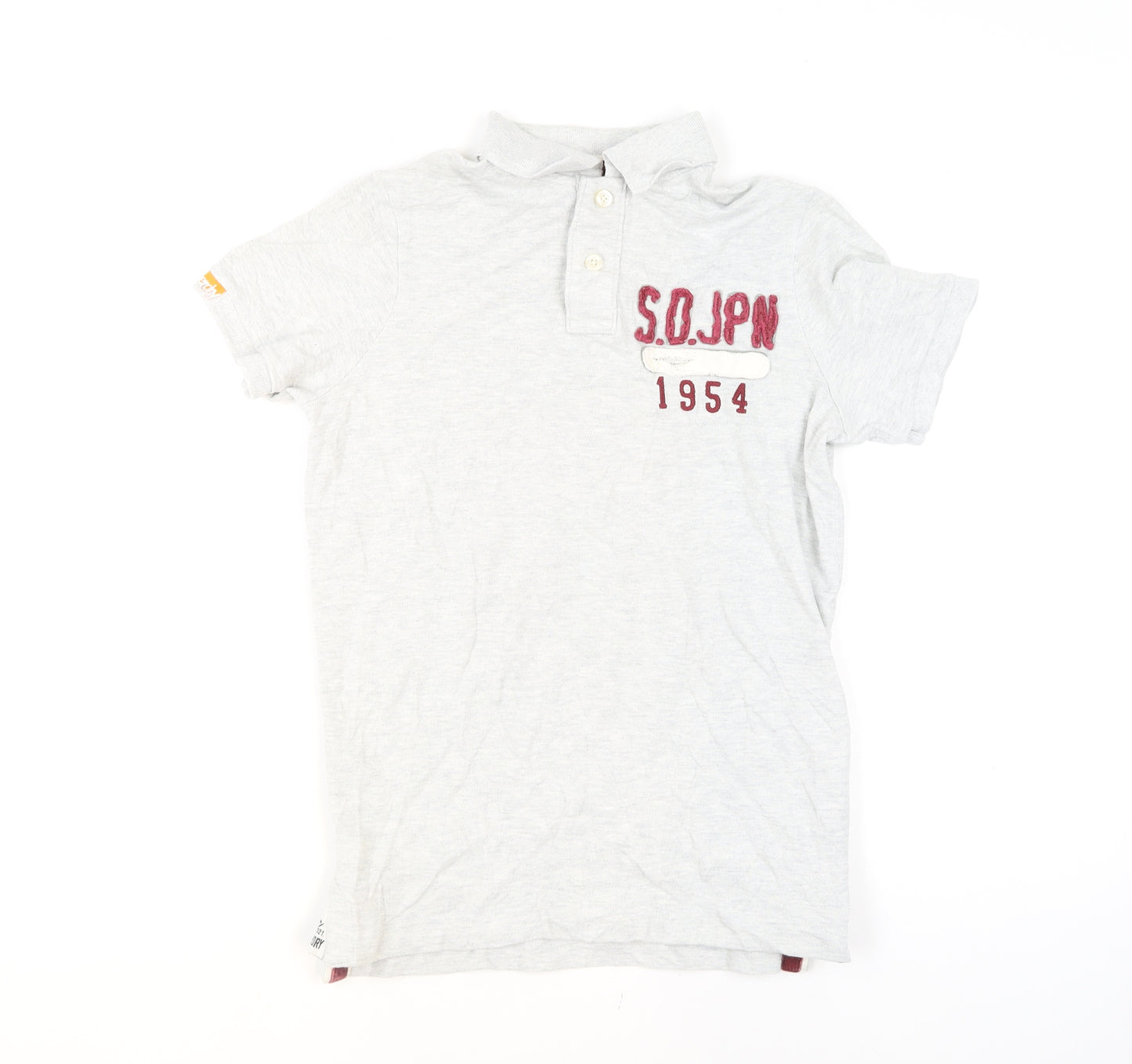 Superdry Men's Grey Regular Fit Polo Shirt Size M 1954 Embroidered Logo