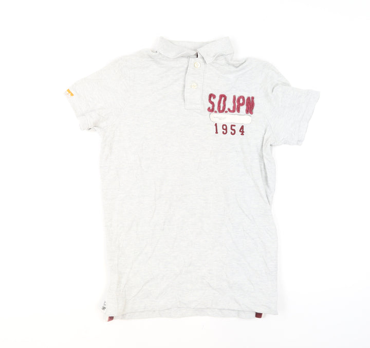 Superdry Men's Grey Regular Fit Polo Shirt Size M 1954 Embroidered Logo