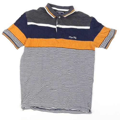 Royal Tag Men's Multicoloured Slim Fit Striped Polo Shirt M