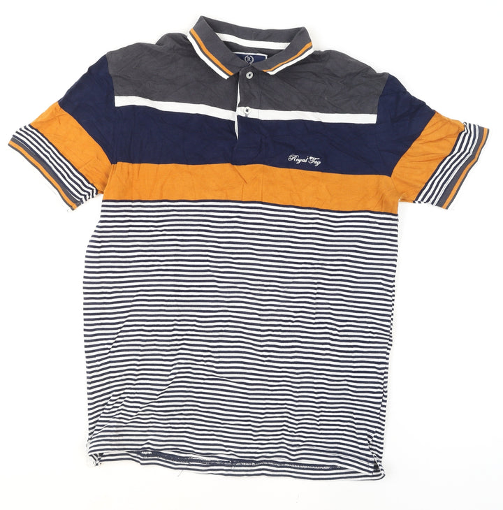 Royal Tag Men's Multicoloured Slim Fit Striped Polo Shirt M