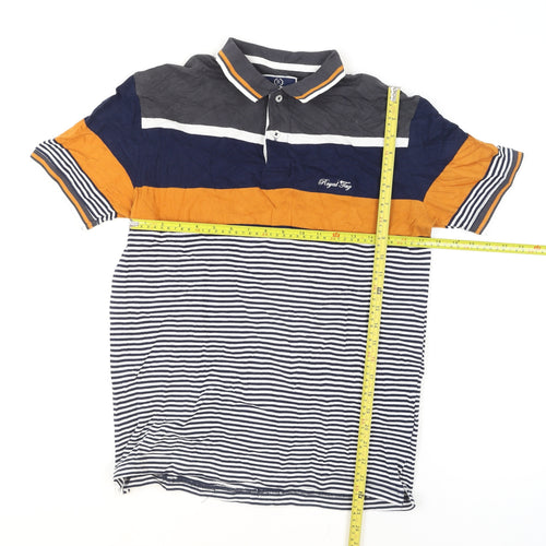 Royal Tag Men's Multicoloured Slim Fit Striped Polo Shirt M