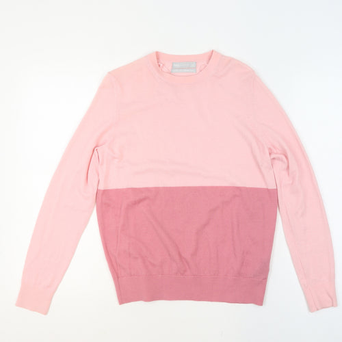 Marks and Spencer Womens Pink Merino Wool Crew Neck Jumper Size 12