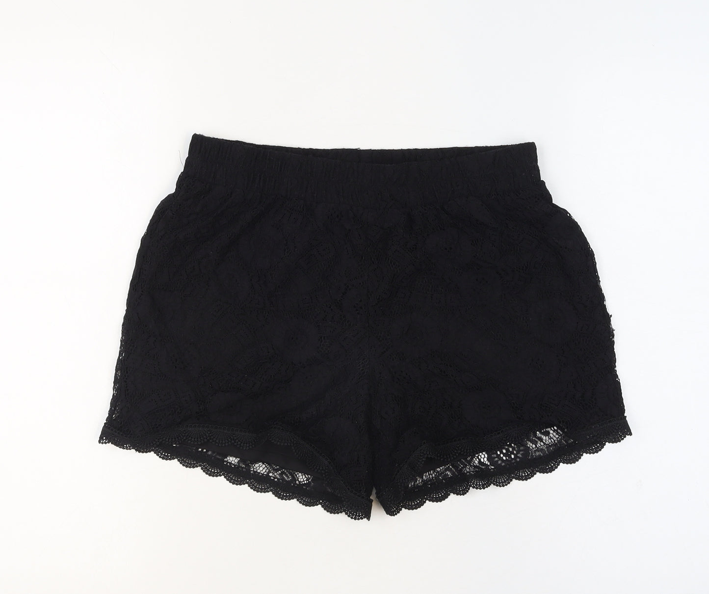 Pieces Women’s Black Lace Lined Shorts Size M - Casual Pull On