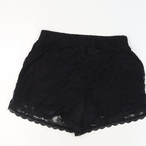 Pieces Women’s Black Lace Lined Shorts Size M - Casual Pull On