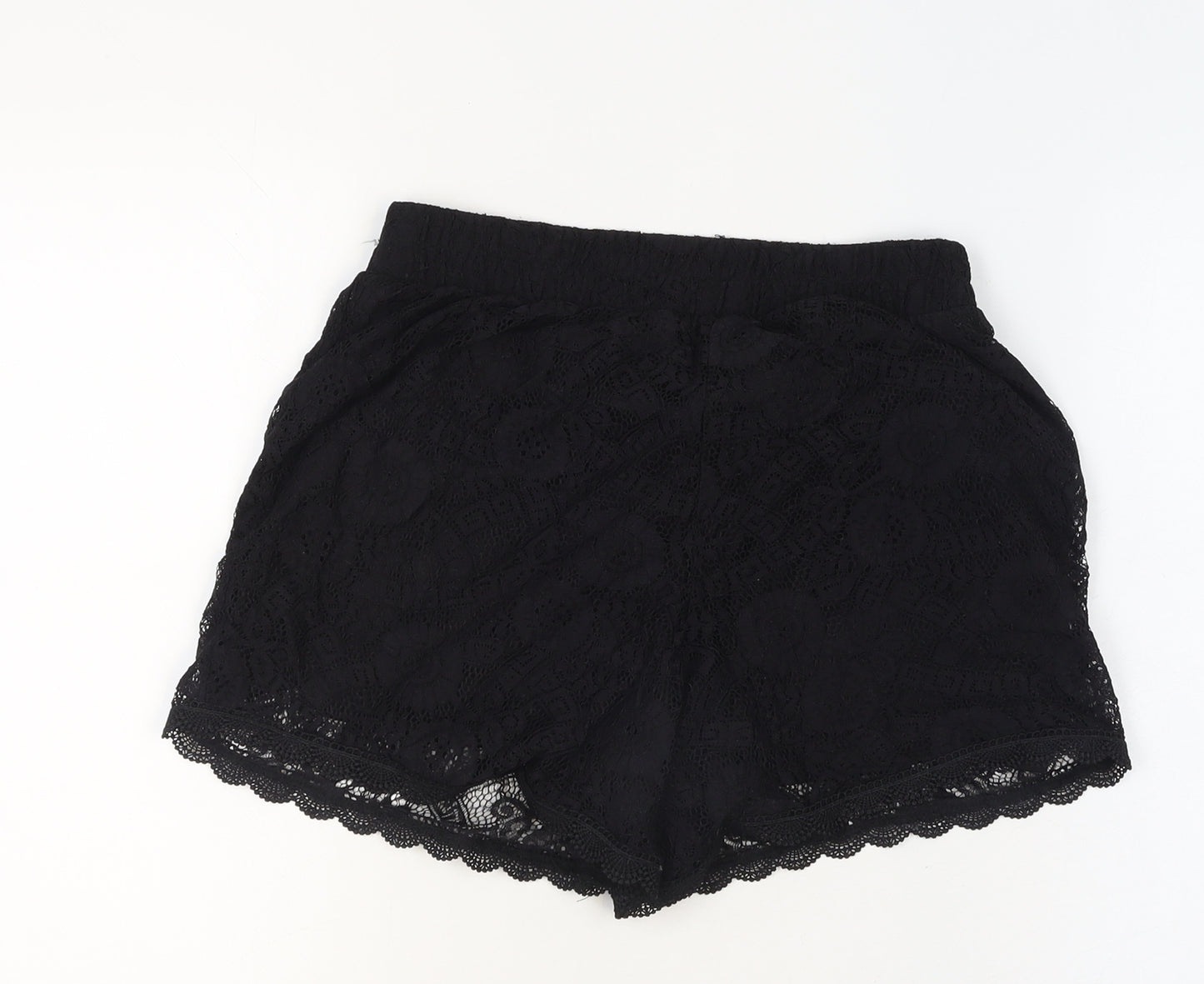 Pieces Women’s Black Lace Lined Shorts Size M - Casual Pull On