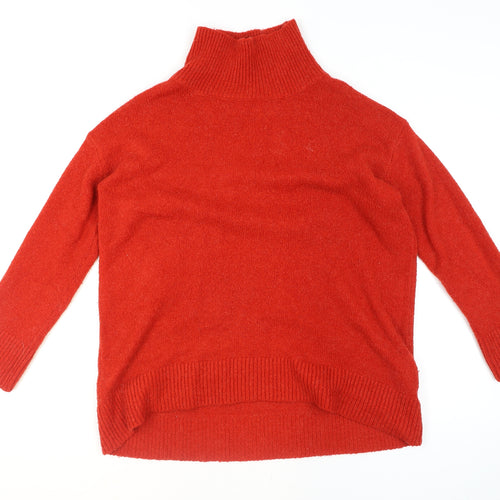 ZARA Men's Red Roll Neck Wool Knit Jumper Size S