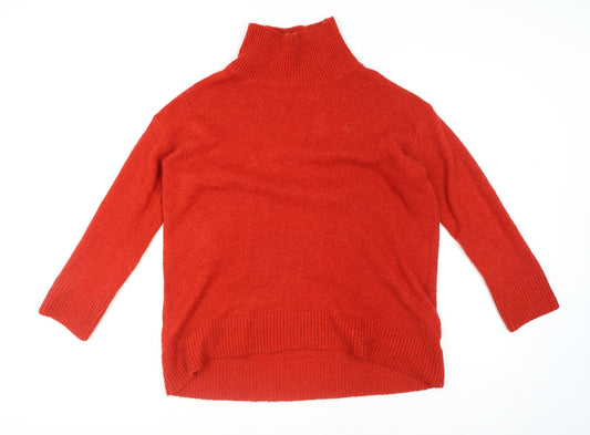 ZARA Men's Red Roll Neck Wool Knit Jumper Size S