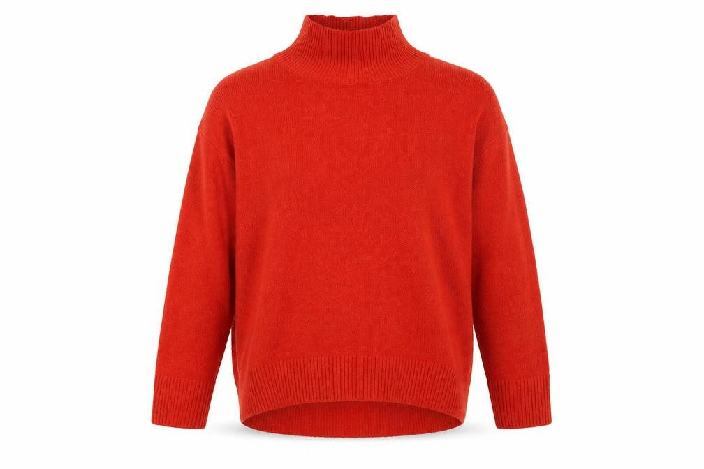Front view of Zara Men's Red Roll Neck Wool Knit Jumper, size S