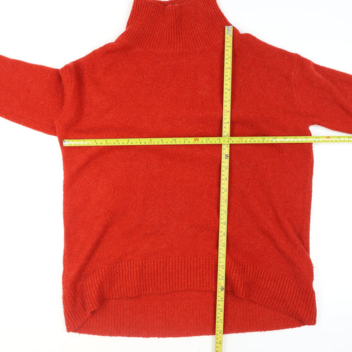 ZARA Men's Red Roll Neck Wool Knit Jumper Size S