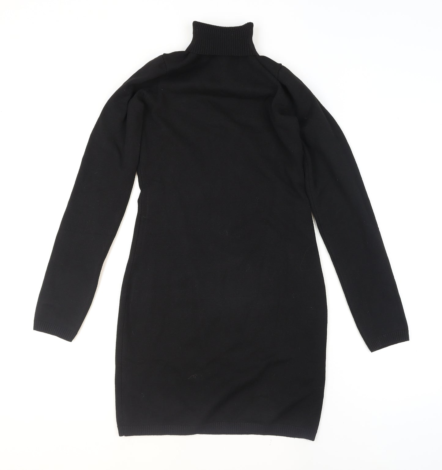 Bershka Women’s Black Roll Neck Long Sleeve Tunic Jumper Size 14