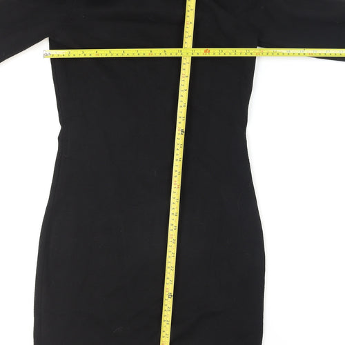 Bershka Women’s Black Roll Neck Long Sleeve Tunic Jumper Size 14