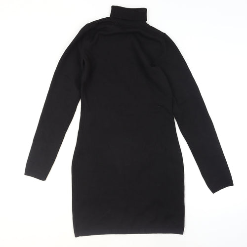 Bershka Women’s Black Roll Neck Long Sleeve Tunic Jumper Size 14