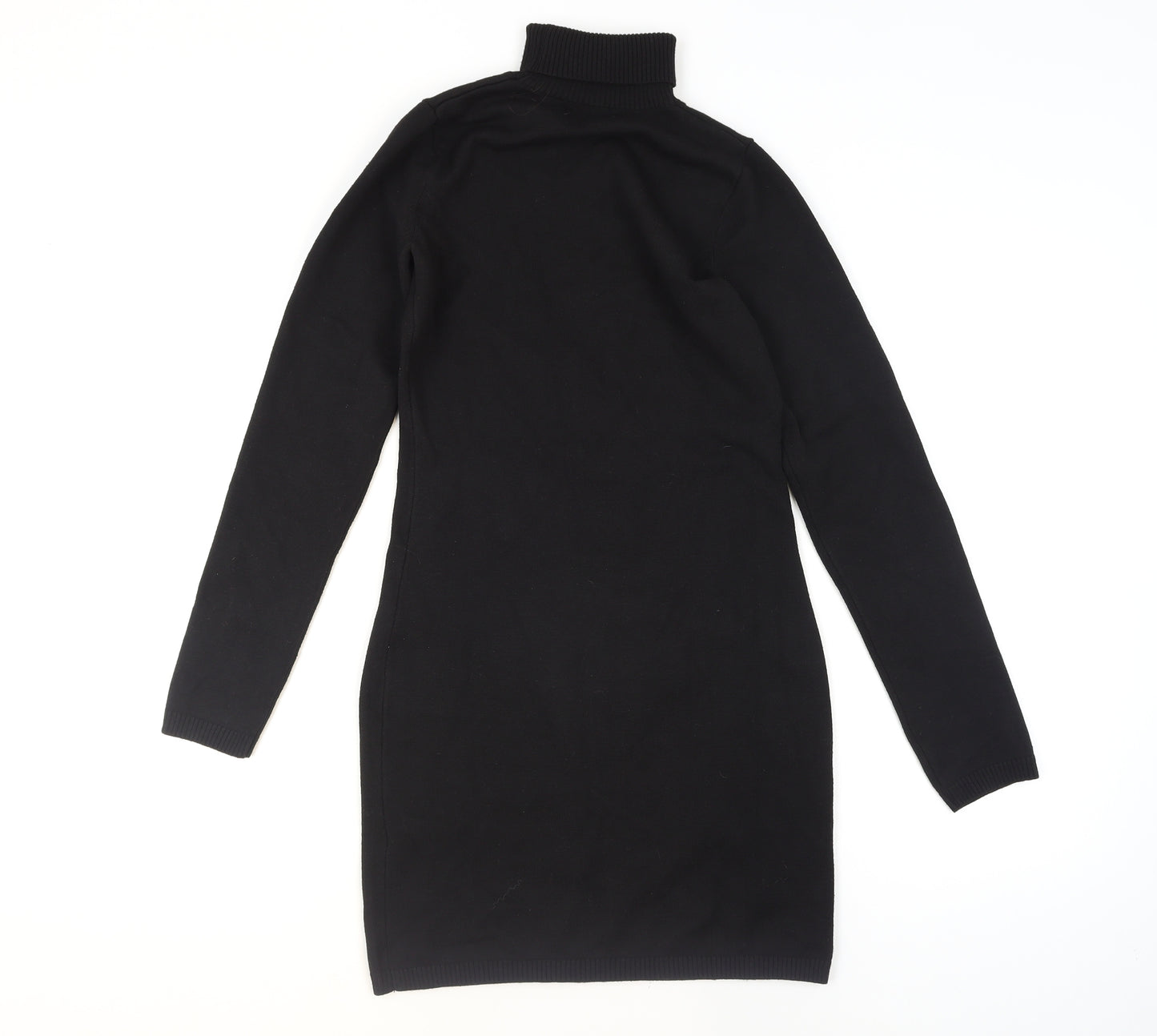Bershka Women’s Black Roll Neck Long Sleeve Tunic Jumper Size 14