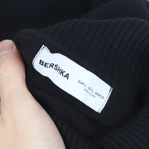 Bershka Women’s Black Roll Neck Long Sleeve Tunic Jumper Size 14