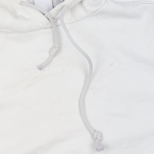 Adidas Women Beige Hooded Pullover Sweatshirt Size 12 Cotton Blend