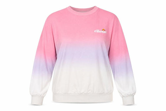 Front view of Ellesse women’s pink ombre crew neck sweatshirt uk 12 cotton blend