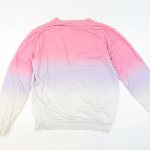 Ellesse Womens Pink Ombre Crew Neck Sweatshirt UK 12 Cotton Blend