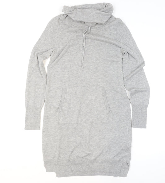 Beacon Cove Women Grey Cowl Neck Tunic Jumper Size 10 Long Sleeve Knit