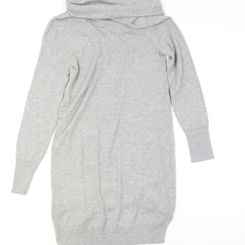 Beacon Cove Women Grey Cowl Neck Tunic Jumper Size 10 Long Sleeve Knit