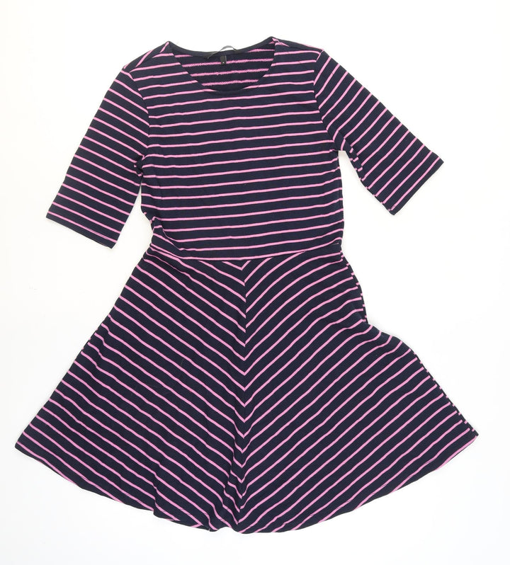 Vero Moda Women's Blue Pink Striped A-Line Knit Dress Size S