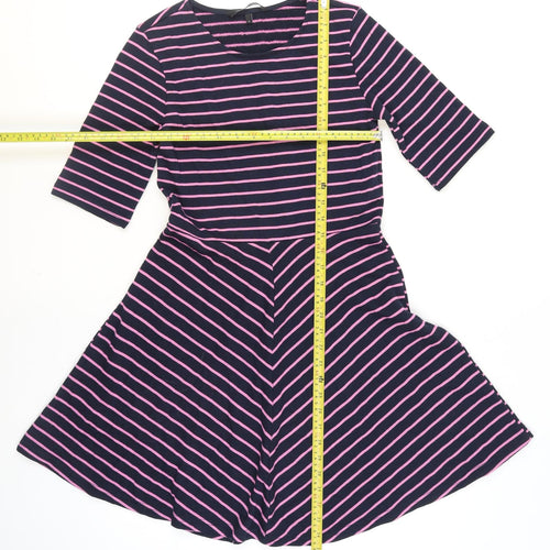 Vero Moda Women's Blue Pink Striped A-Line Knit Dress Size S