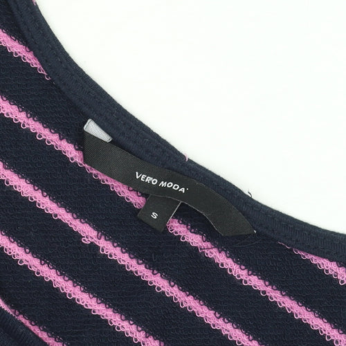 Vero Moda Women's Blue Pink Striped A-Line Knit Dress Size S