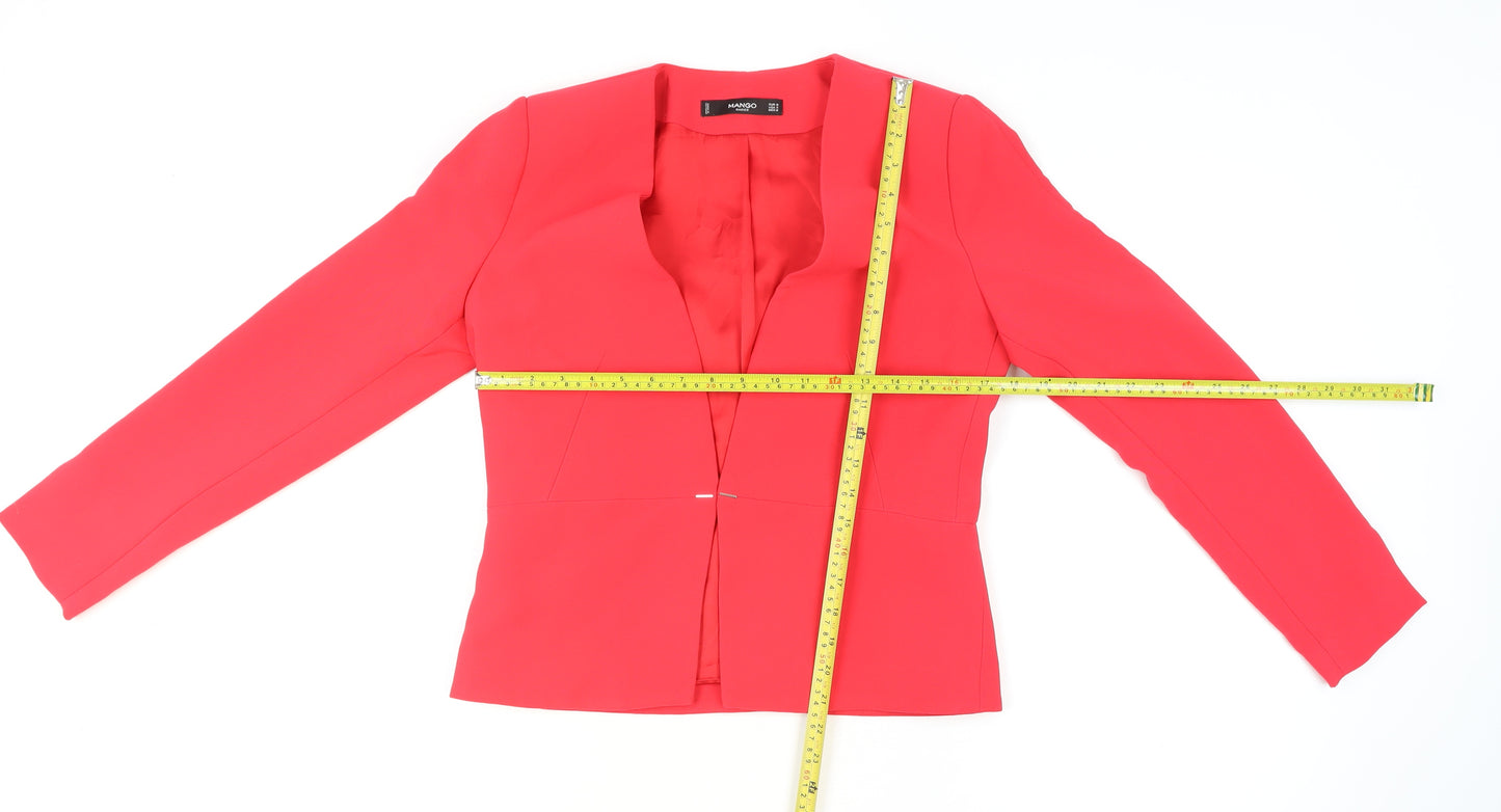 Mango Women Red Tailored Lined Slim Fit Blazer Size 12