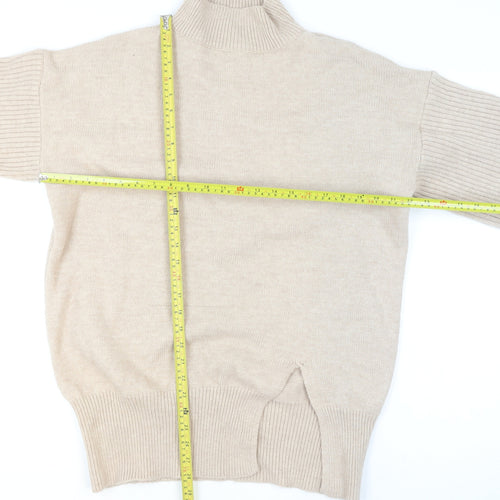 MISSPAP Women’s Beige Mock Neck Knit Pullover Jumper S