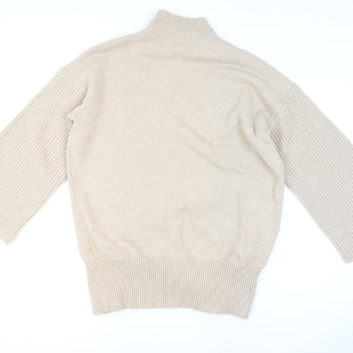 MISSPAP Women’s Beige Mock Neck Knit Pullover Jumper S