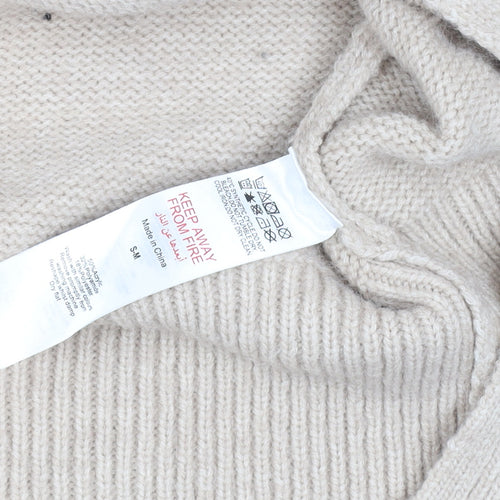 MISSPAP Women’s Beige Mock Neck Knit Pullover Jumper S
