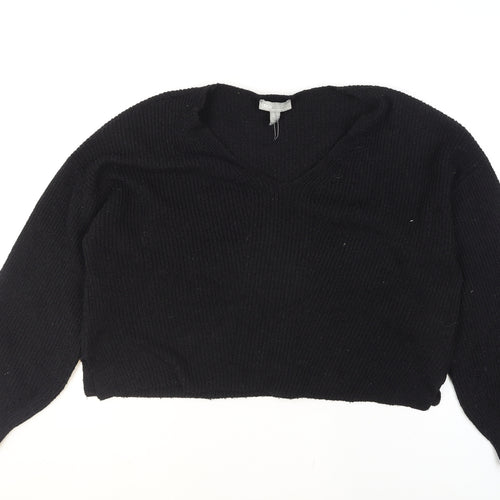 ASOS Women Black V-Neck Knit Pullover Jumper Size 10