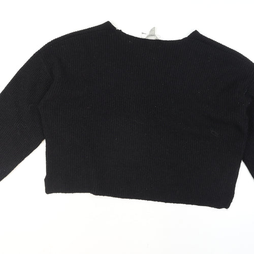 ASOS Women Black V-Neck Knit Pullover Jumper Size 10