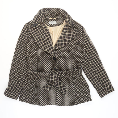 Marks and Spencer Women Brown Check Wool Blend Blazer Jacket UK 18