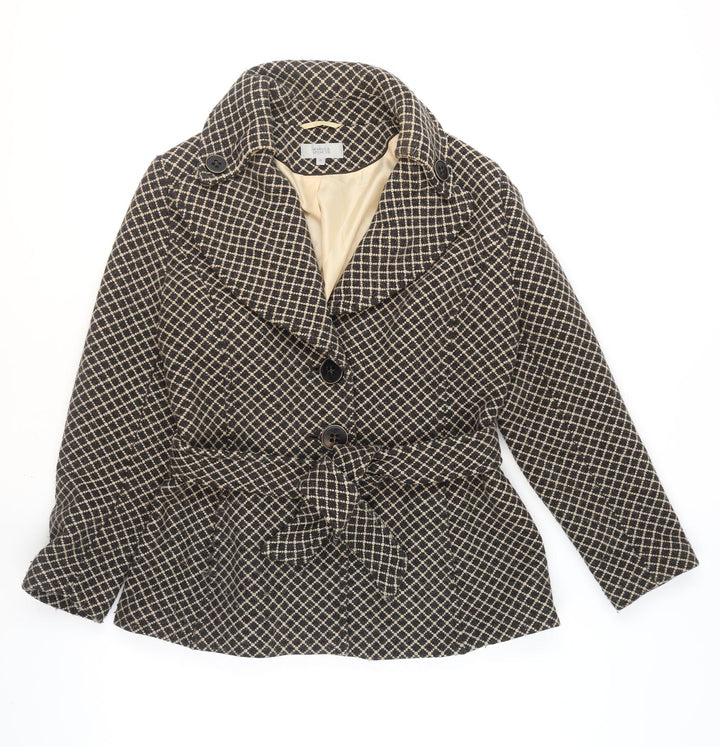 Marks and Spencer Women Brown Check Wool Blend Blazer Jacket UK 18
