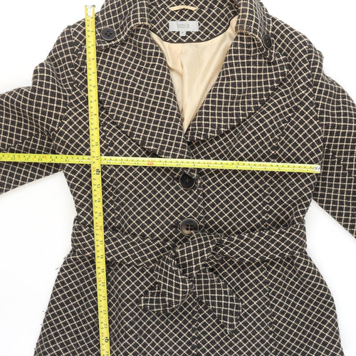 Marks and Spencer Women Brown Check Wool Blend Blazer Jacket UK 18