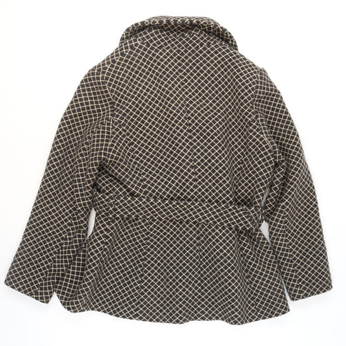 Marks and Spencer Women Brown Check Wool Blend Blazer Jacket UK 18