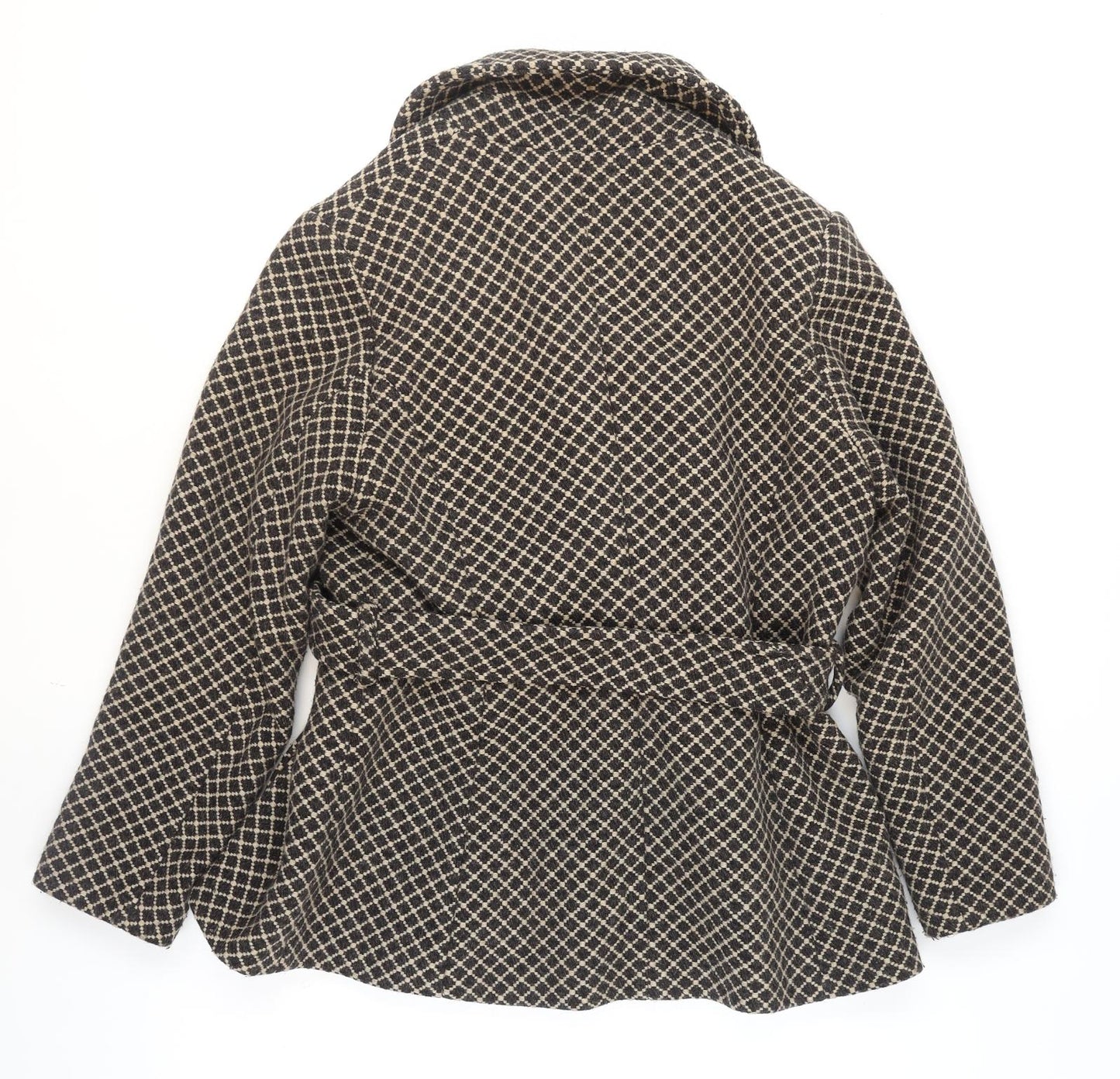 Marks and Spencer Women Brown Check Wool Blend Blazer Jacket UK 18