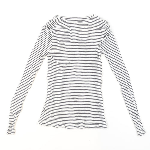 Hobbs Women’s White Striped Long Sleeve Cotton Jersey Top XS