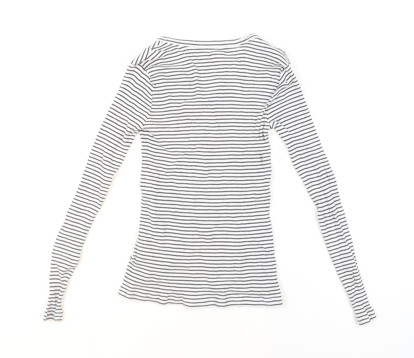 Hobbs Women’s White Striped Long Sleeve Cotton Jersey Top XS