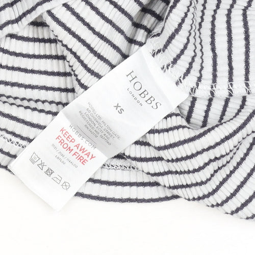 Hobbs Women’s White Striped Long Sleeve Cotton Jersey Top XS