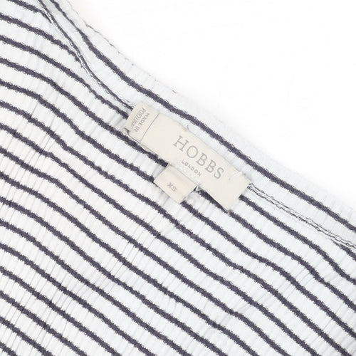 Hobbs Women’s White Striped Long Sleeve Cotton Jersey Top XS