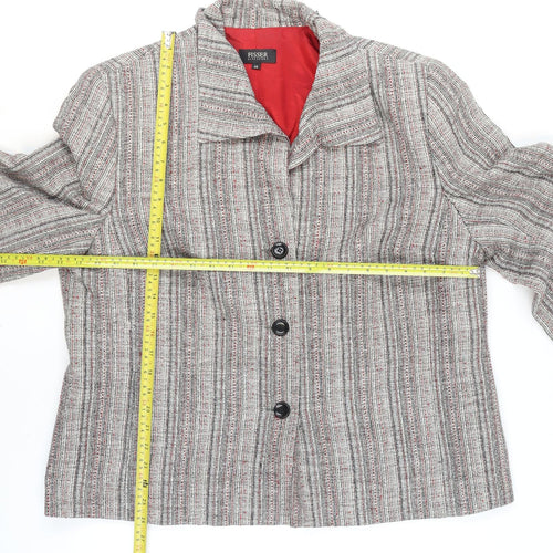 Fisser Women Grey Wool Blend Tweed Blazer Jacket Size 18