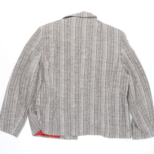 Fisser Women Grey Wool Blend Tweed Blazer Jacket Size 18