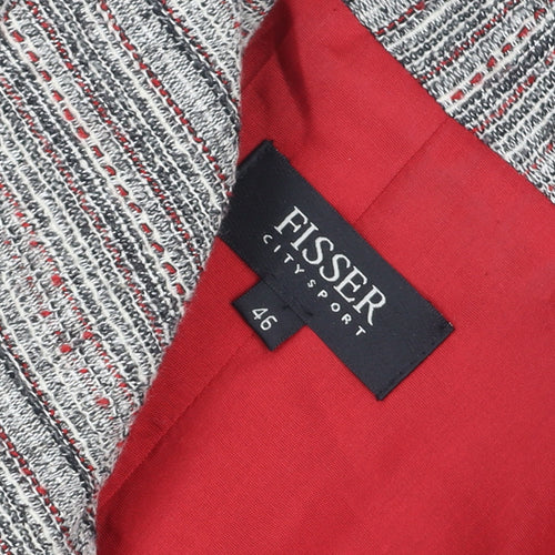 Fisser Women Grey Wool Blend Tweed Blazer Jacket Size 18
