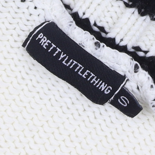 PrettyLittleThing Women Ivory V-Neck Knit Jumper Size S