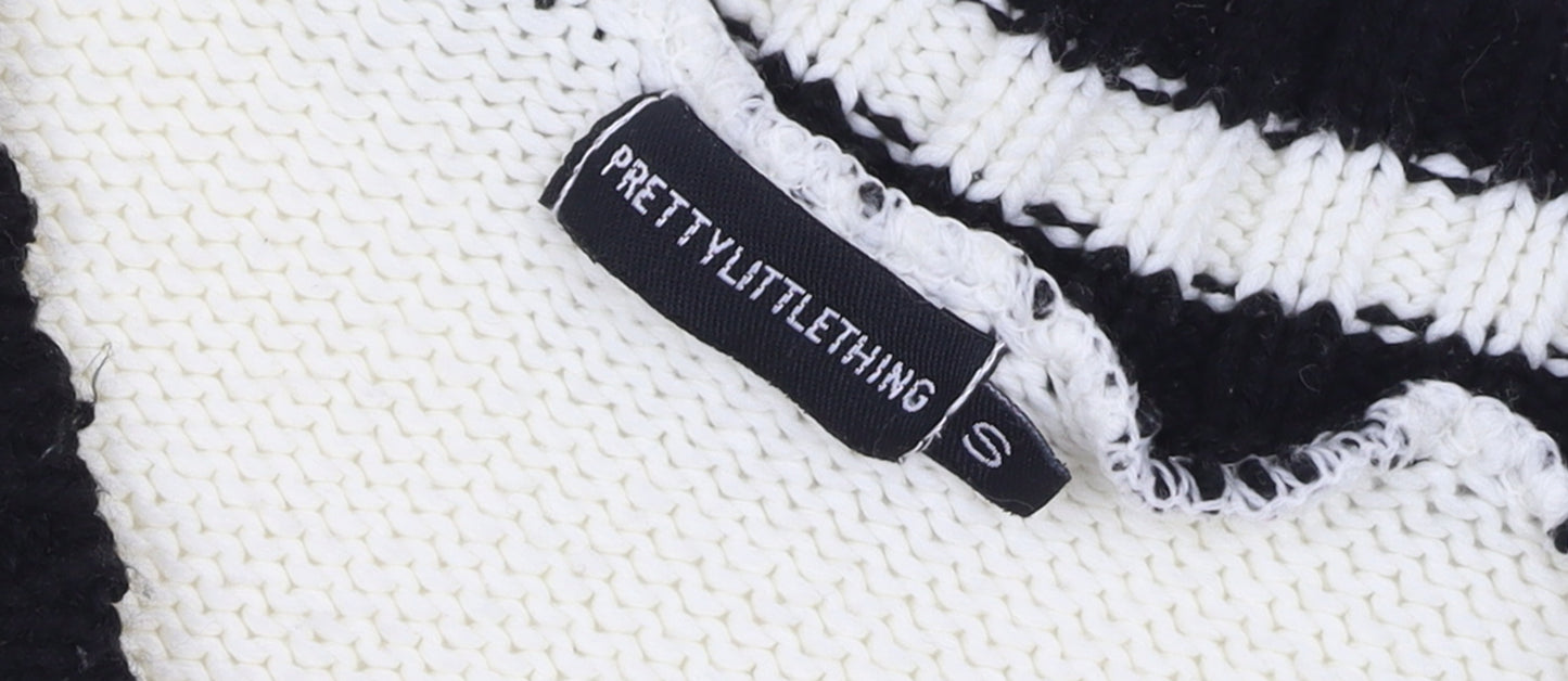 PrettyLittleThing Women Ivory V-Neck Knit Jumper Size S