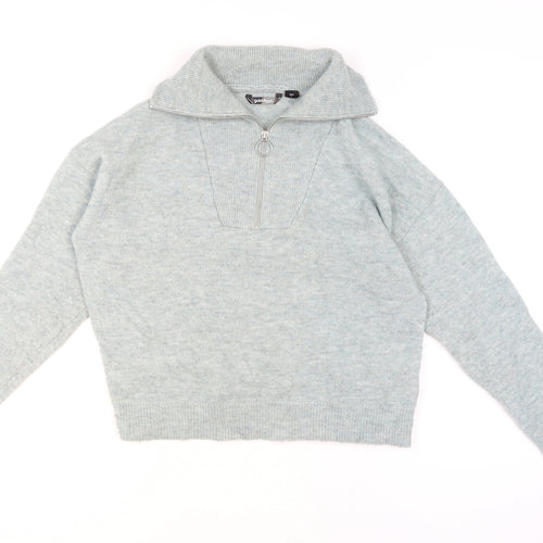 Golddigga Women’s Grey 1/2 Zip High Neck Knit Jumper Size 12