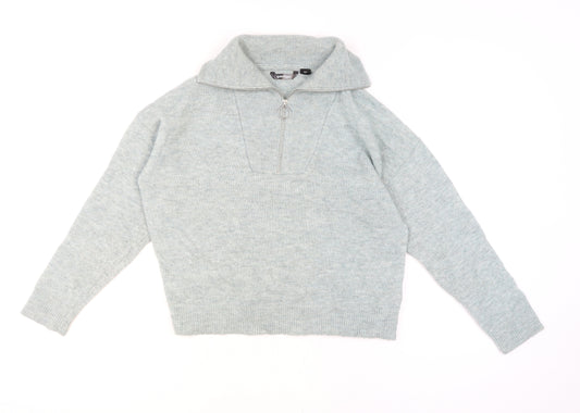 Golddigga Women’s Grey 1/2 Zip High Neck Knit Jumper Size 12