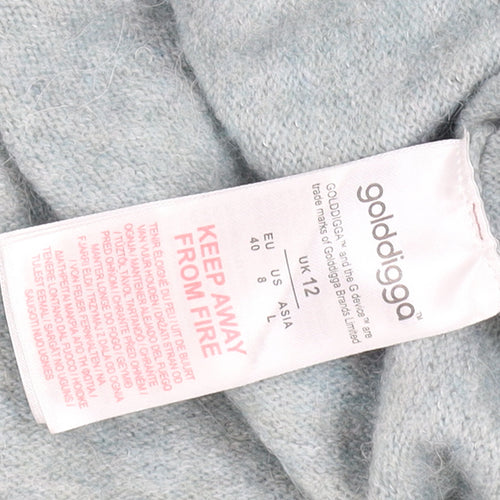 Golddigga Women’s Grey 1/2 Zip High Neck Knit Jumper Size 12